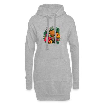 Hawaiianischer Bär mit Hibiskus - Hoodie-Kleid - Grau meliert - Vorne