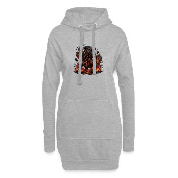 Lava Bulldog with Flame Claws - Hoodie Dress - heather grey - Front