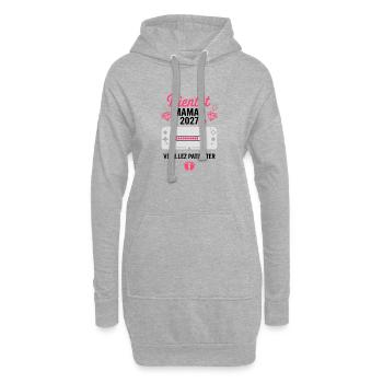 Bientôt Maman 2027 Gamer Annonce Grossesse - Sweat-shirt à capuche long Femme - gris chiné - Devant