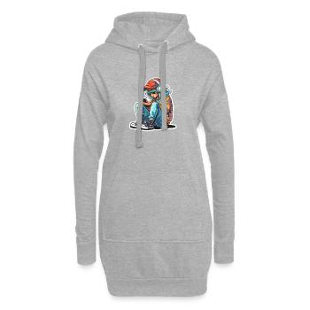 Graphismes Gamer - Sweat-shirt à capuche long Femme - gris chiné - Devant