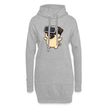 Mignon carlin dans le dessin animé de Gamer en réalité virtuelle - Sweat-shirt à capuche long Femme - gris chiné - Devant
