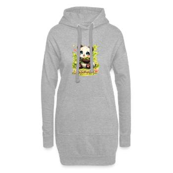 Love me ! – Panda Kawaï Trop Mignon - Sweat-shirt à capuche long Femme - gris chiné - Devant