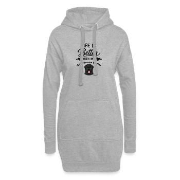 La vie est meilleure avec mon noir - Sweat-shirt à capuche long Femme - gris chiné - Devant