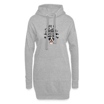 La vie est meilleure avec mon Dogue allemand - Sweat-shirt à capuche long Femme - gris chiné - Devant