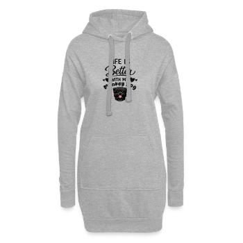 La vie est meilleure avec mon chien Affenpinscher - Sweat-shirt à capuche long Femme - gris chiné - Devant