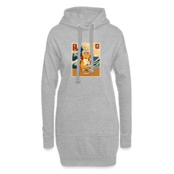 Kawaii Gamer Shiba Inu Ramen Anime - Hoodie Dress - heather grey - Front