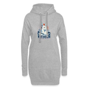 Berger blanc alpin rétro, berger blanc allemand - Sweat-shirt à capuche long Femme - gris chiné - Devant