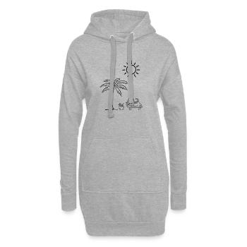 Lustiges Design mit Katze am Strand  - Hoodie-Kleid - Grau meliert - Vorne