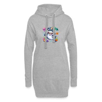 Narwal mit Zahnspange unter Wasser - Hoodie-Kleid - Grau meliert - Vorne