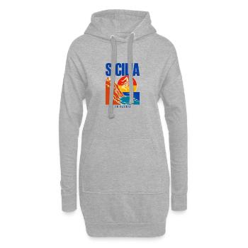 Sicilia Travel Poster, Trinacria Sicilian Flag Pri - Hoodie Dress - heather grey - Front