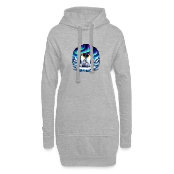 Famille polaire sous les aurores boréales - Sweat-shirt à capuche long Femme - gris chiné - Devant