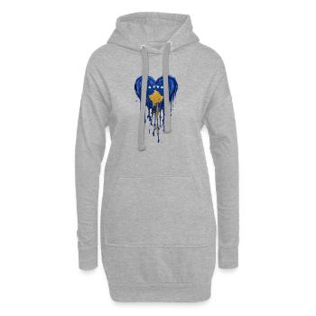 Goutte du cœur bleu du Kosovo - Sweat-shirt à capuche long Femme - gris chiné - Devant