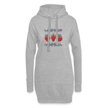 Crochet fraise cottagecore - Sweat-shirt à capuche long Femme - gris chiné - Devant