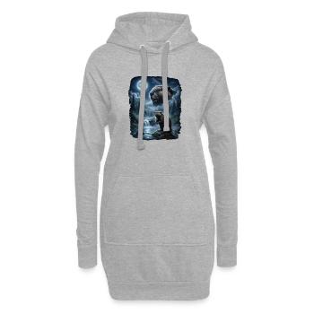 Beaver hurle sur la lune rétro des années 90 - Sweat-shirt à capuche long Femme - gris chiné - Devant