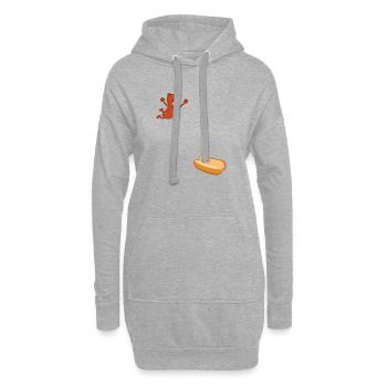Hotdog springt ins Brötchen – Hotdog zum 4. Juli - Hoodie-Kleid - Grau meliert - Vorne