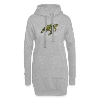 Tortue verte - Sweat-shirt à capuche long Femme - gris chiné - Devant