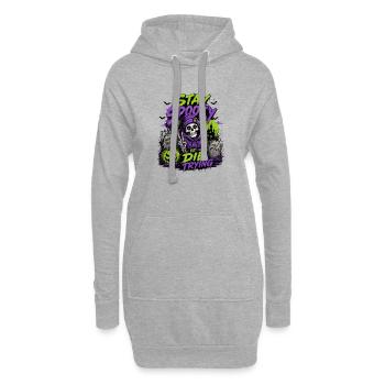 Stay Spooky or Die Trying – Halloween Skull - Hoodie Dress - heather grey - Front