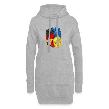 Fiers du drapeau allemand et ukrainien - Sweat-shirt à capuche long Femme - gris chiné - Devant