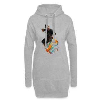 Florale Glitzer in flüssiger Gouache - Hoodie-Kleid - Grau meliert - Vorne