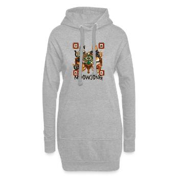Meowjong Cute Cat Mahjong Game Social Club - Hoodie Dress - heather grey - Front