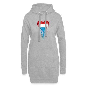 Luxembourg Herzflagge Tropfen BlauRotWeiß - Hoodie-Kleid - Grau meliert - Vorne