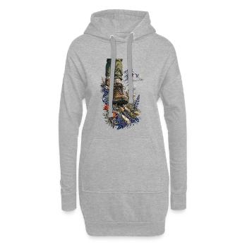 Abenteuerstiefel und Wildblumen - Hoodie-Kleid - Grau meliert - Vorne