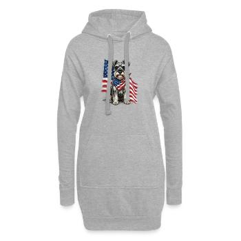 Patriotischer Schnauzer Stars, Stripes Hundestolz, - Hoodie-Kleid - Grau meliert - Vorne
