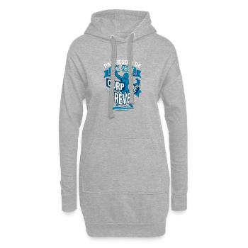 Chauve Et Musclé Corps De Rêve Humour - Sweat-shirt à capuche long Femme - gris chiné - Devant
