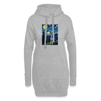Sternennacht-Schnauzer-Kunstparodie-Porträt - Hoodie-Kleid - Grau meliert - Vorne