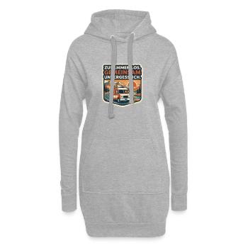 Gemeinsam Unterwegs: Vanlife am Sonnenuntergang - Hoodie-Kleid - Grau meliert - Vorne