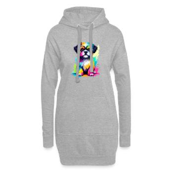 Bunter Shih Tzu Welpe Farbexplosion - Hoodie-Kleid - Grau meliert - Vorne