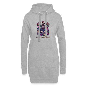 Gott ist ein DJ – Setlist-Vibes - Hoodie-Kleid - Grau meliert - Vorne