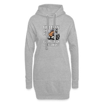 Lustiger Pizza Waschbär - Hoodie-Kleid - Grau meliert - Vorne