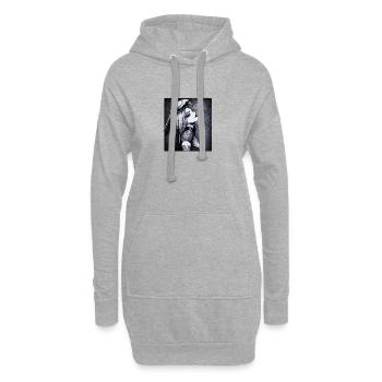 Rabenporträt Gothic Stil - Hoodie-Kleid - Grau meliert - Vorne