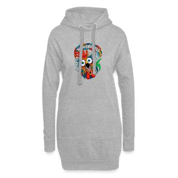 Verrücktes Huhn Nen Scheiss Muss Ich Spruch - Hoodie-Kleid - Grau meliert - Vorne
