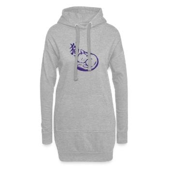 Sumi-e Sleeping Cat Japanese Ink Wash Art Zen Styl - Hoodie Dress - heather grey - Front