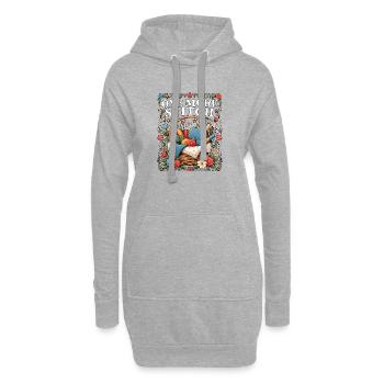 Un amour de broderie de plus au point - Sweat-shirt à capuche long Femme - gris chiné - Devant