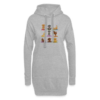 HundeYoga Sammlung auf Matte - Hoodie-Kleid - Grau meliert - Vorne