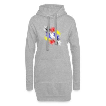 Farbwirbel Radial Muster - Hoodie-Kleid - Grau meliert - Vorne