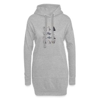  Graue Tiere Der Welt Wildtierdiagramm Wolf Eule - Hoodie-Kleid - Grau meliert - Vorne
