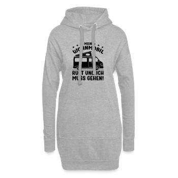 Mein Wohnmobil ruft und ich muss gehen Camping - Hoodie-Kleid - Grau meliert - Vorne