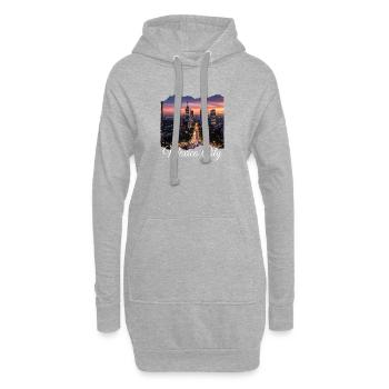Mexico City Night Skyline - Hoodie Dress - heather grey - Front