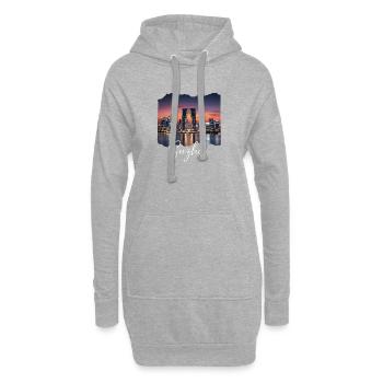 Suzhou Skyline Sunset Script - Hoodie Dress - heather grey - Front