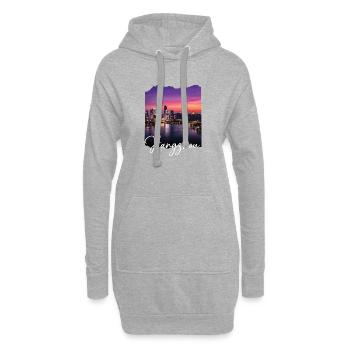 Hangzhou Evening Light Skyline Print - Hoodie Dress - heather grey - Front