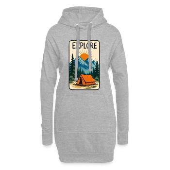 Berge und Camping Soleil entdecken - Hoodie-Kleid - Grau meliert - Vorne