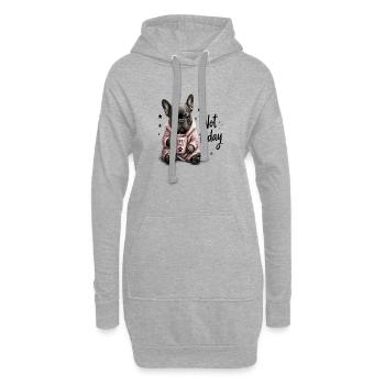 Not Today Coffee Please Tired French Bulldog - Hoodie Dress - heather grey - Front