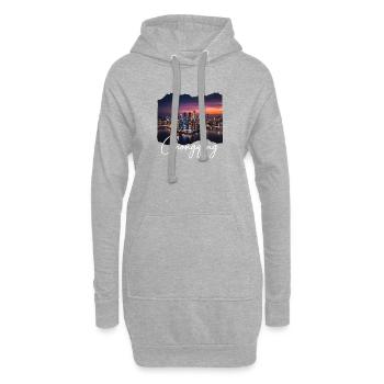 Chongqing Skyline Evening Light - Hoodie Dress - heather grey - Front