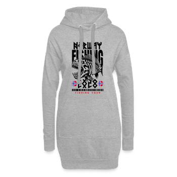 Pêche en Norvège 2028 - Sweat-shirt à capuche long Femme - gris chiné - Devant