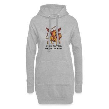 Winged monkey on lion with sword - Hoodie Dress - heather grey - Front