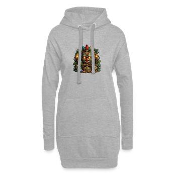 Masque au trésor du totem tiki - Sweat-shirt à capuche long Femme - gris chiné - Devant